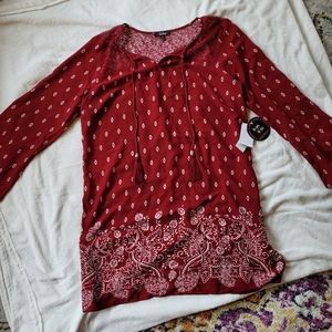 BeBop blouse tunic long sleeve burgundy XL